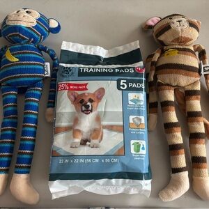 Striped Plush Monkey dog toys and potty paper. New. Petzone